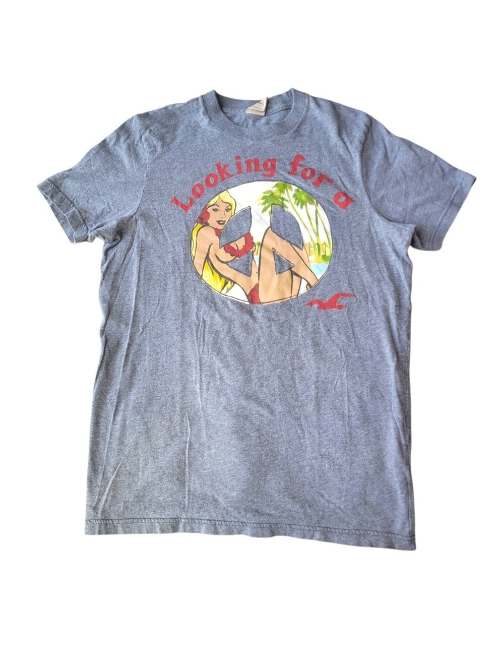 Vintage Y2K Hollister Graghic Tee Girl On Beach T-Shirt Mens Large